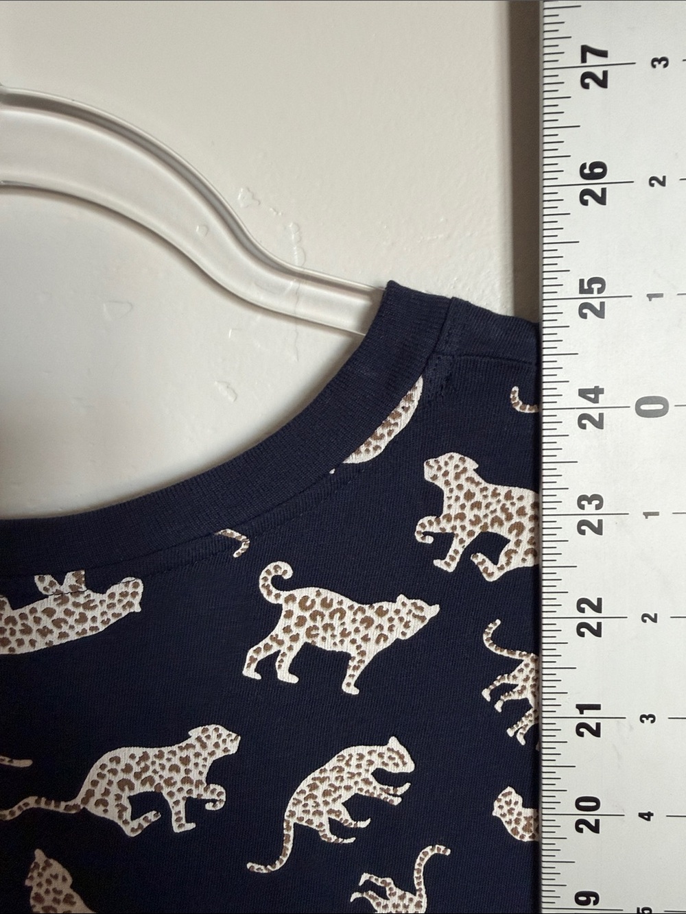 J. Crew 100% Cotton Navy Tee with Cream Leopard Motif Knit Top - Picture 8 of 9